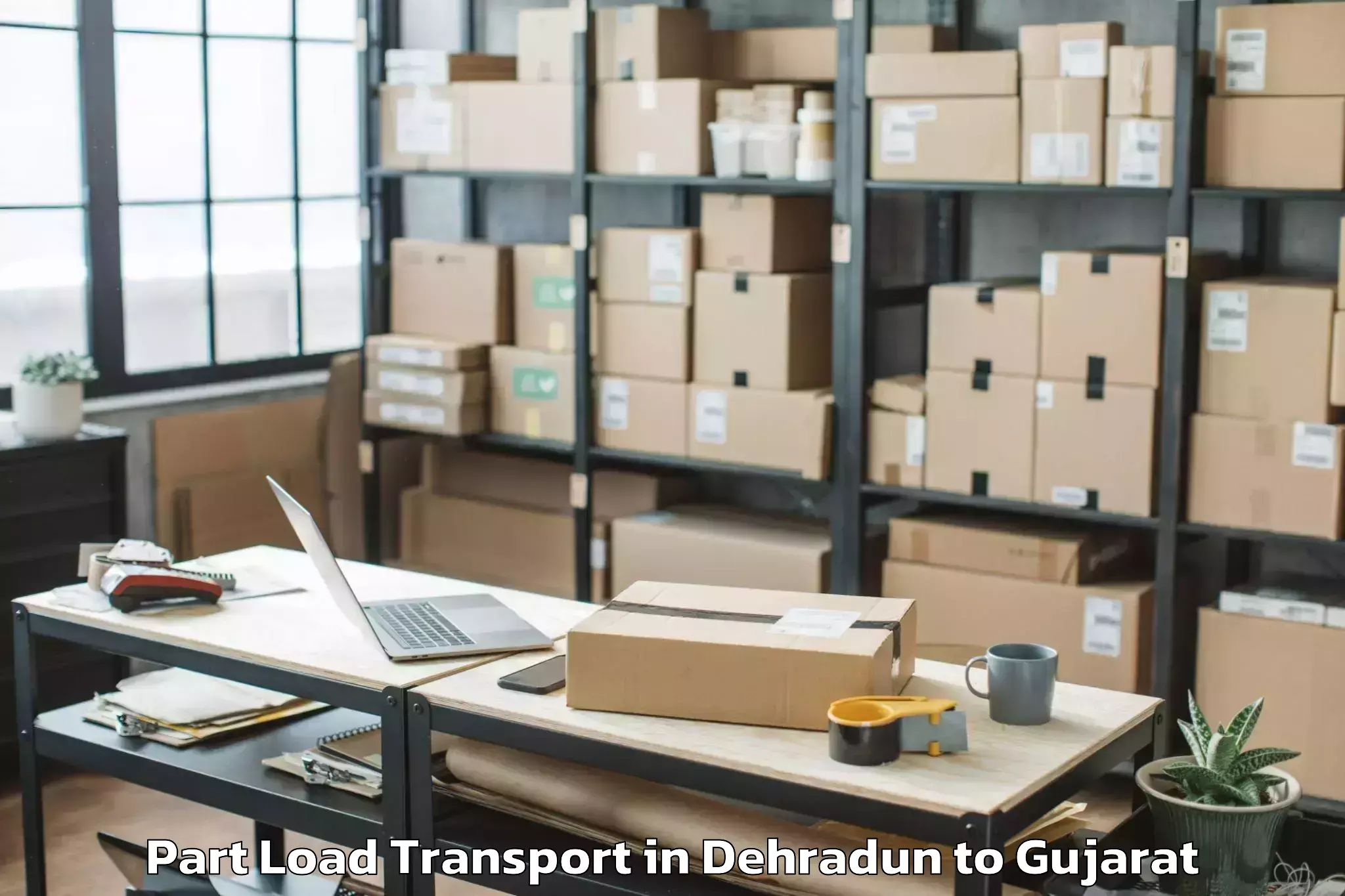 Trusted Dehradun to Amroli Part Load Transport